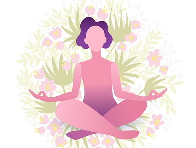 Meditation in the florals abstract branding design flat illustration illustrator meditate meditation minimal vector vipassana