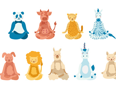 Animals in meditation abstract branding design flat illustration illustrator logo meditate minimal vector
