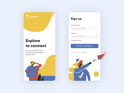 Explore to Connect (Daily UI #1) camping dailyui dailyuichallenge design log in onboarding playful sign up splash screen traveling ui design