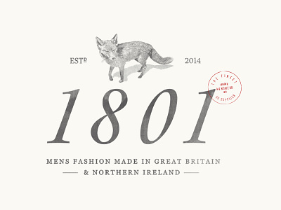 1801 Menswear brand british english estd fashion fox heritage logo menswear red stamp