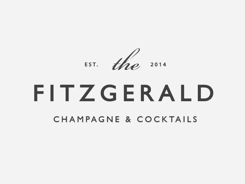 The Fitzgerald Logo branding champagne cocktails gatsby gold logo old fashioned typography vintage wood