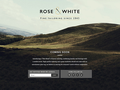 Rose & White Tailors Coming Soon Page