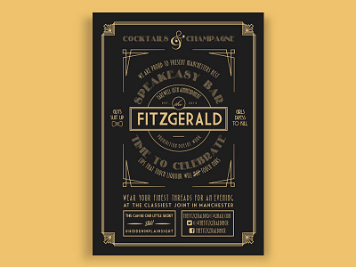 The Fitzgerald Speakeasy Bar art deco classy clean design gatsby gold logo minimal modern prohibition simple typography
