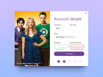 Simple Signup Process application button clean flat form grid icon interface list navigation ui ux