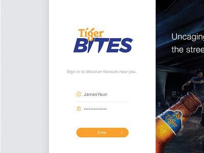 TigerBites Streetfood App app application button clean design flat interface minimal product ui ux