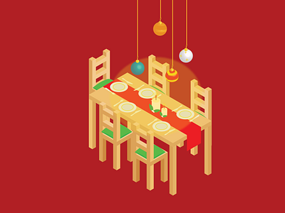 Christmas Table christmas design illustration illustrator isometric isometric illustration light table vector