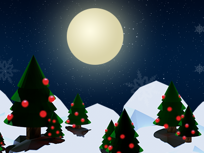 Night winter forest 3d forest low lowpoly moon night poly trees xmas