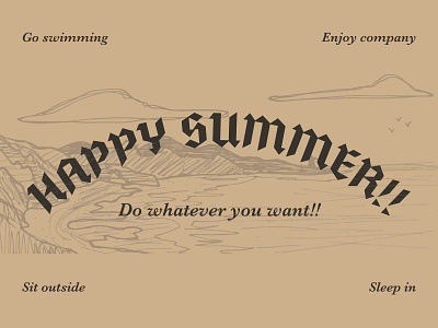 Happy Summer doodle illustration oregon pacific northwest pnw summer vector