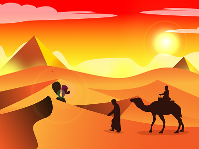 Desert desert design flat flatdesign illustraion illustration art landscape landscape design landscapes sun