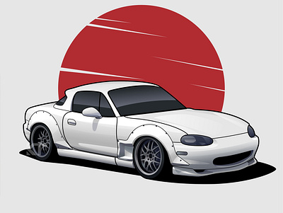 Mazda Miata MX-5 Illustration car cars games gaming graphic design illustration japan jdm movies poster posters race racing red road room underground vector video games white