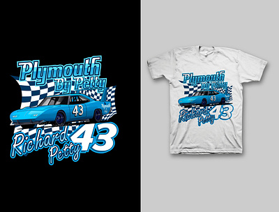 Richard Petty NASCAR Design blue bootleg car cars daytona graphic design illustration nascar nascar racing race racing streetwear tshirt vector