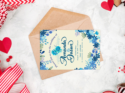 Free Invitation Greeting Card MockUp adobe photoshop blue card design flower greeting card invitation mockup