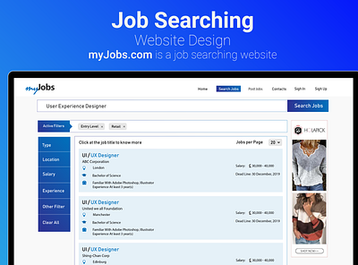 UX UI Design of a Job Searching Website (Part 2) adobe illustrator adobe xd app design illustration ui ux web design web ui