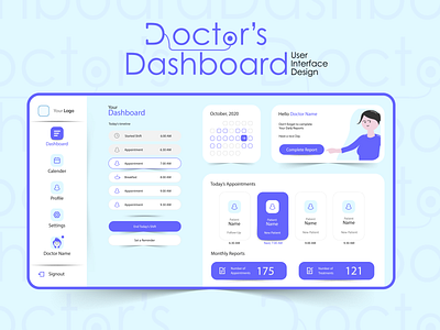 UX UI Design of a Doctor's Dashboard Website adobe illustrator adobe xd app design icon illustration ui ux web design web ui