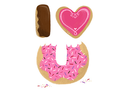 I Heart You Cute Donuts Lettering / Typography Illustration art licensing donut donuts editorial illustration food i love you illustration lettering love sprinkles typography