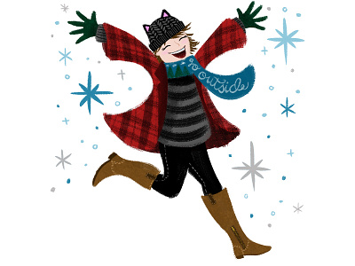 My Winter Uniform cat cute editorial fashion fun happy illustration kids painting people winter woman