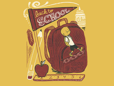 Back To School editorial illustration apple back to school drawing editorial illustration kids lettering pencil people quote typography vintage