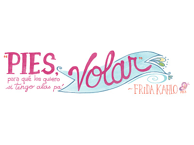 Frida Kahlo Spot Art - Quote with Hand Lettering / Typography butterfly drawing editorial frida kahlo illustration lettering quote script spanish spot art spot illustration typography