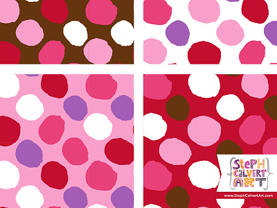 Valentine's Day Repeat Patterns - Big Blobby Polka Dot Pattern collection colorways illustrator licensing love paint painting pattern pink red surface pattern design valentines day