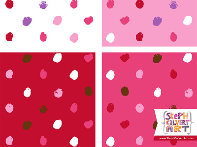 Valentine's Day Hand Painted Pattern - Little Brushy Polka Dots collection colorways illustrator licensing love paint painting pattern pink red surface pattern design valentines day