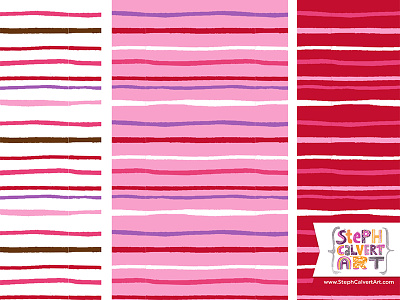 Valentine's Day Repeat Patterns - Thin Hand Drawn Stripe collection colorways drawing illustrator licensing love pattern pink red stripe surface pattern design valentines day