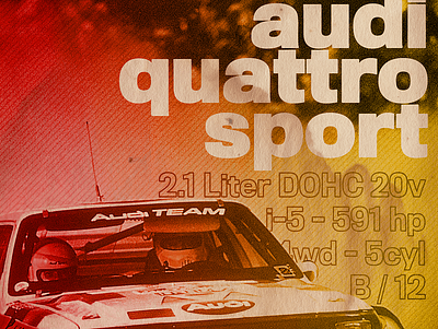 Group B - Audi Quattro Sport audi design graphic design minimal motorsport photoshop poster art quattro racing retro sport vintage
