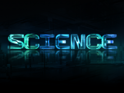 "SCIENCE" 3d blue custom font glow lighting science typography wallpaper