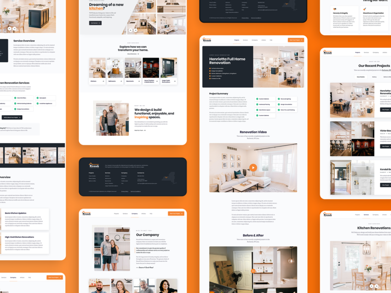 Knaub Home Solutions Marketing Website Showcase construction design home interface marketing mobile remodeling renovation typography ui ux web website websites