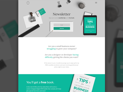 Newsletter Sign Up Page book business cover design graphic design newsletter type typography