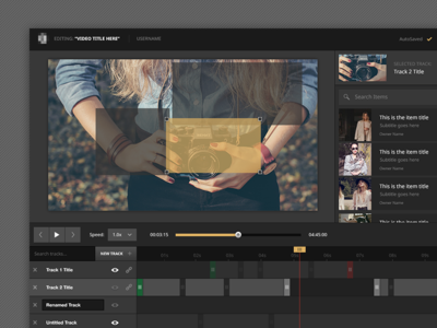 Video Editor UI design editor interactive interface media player track ui ux video web