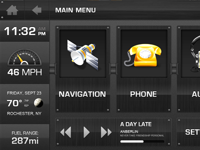 Range Rover UI black design interface mobile range rover ui