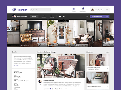 Heighbor Profile Page app design feed gallery home profile ui ux web website