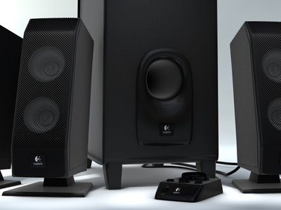 3D Logitech Speakers 3d black rendering speakers