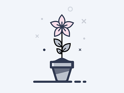Limted color flower cute game icon illustration ios lines plant pot simple