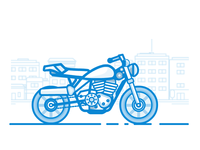 Motorcycle animation bike blue card icon illustration line art motion motorbike motorcycle sketch ui
