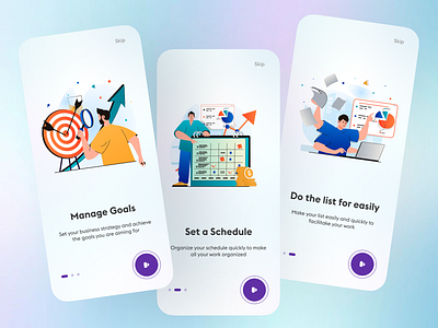 Onboarding Project Management app app design best design challenge daily ui design figma illustration ios onboarding onboarding illustrations onboarding screen social media ui ui design ui ux user interface ux walkthrough