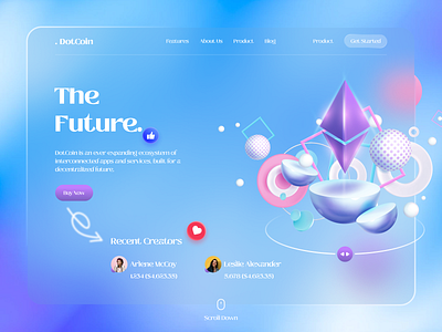 DotCoin Crypto Landing Page binance bitcoin blockchain crypto crypto website cryptocurrency design ethereum exchange investment landing page modern nft product design ui ux wallet web design web3 website