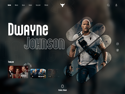 Dwayne Johnson Landing Page animation dark dark ui dwayne johnson film star header hobbs and shaw landing page landing page ui movie concept movie site movie website prototype red notice the rock trend web animation web design wwe wwf