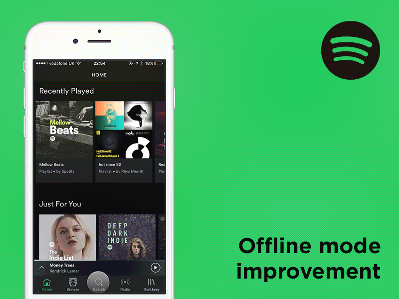Spotify offline mode framer framerjs improvement ios music prototype prototyping spotify