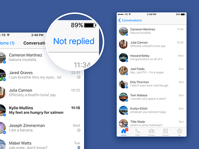 Not replied app experience facebook improvement messages messaging messenger redesign usability user experience ux