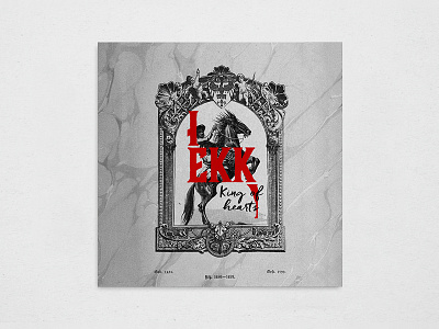 Hekky - King Of Hearts album art cover art detailed monochrome ornate