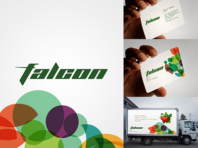 Falcon branding delivery falcon fruits logo procurement service vegetables