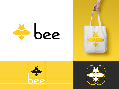 Bee Branding | Logo Concept | Available for Sale bee brand branding design figma flat goldenratio grid honey identity illustration logo logotype mockup rebranding simple tote typography vector yellow