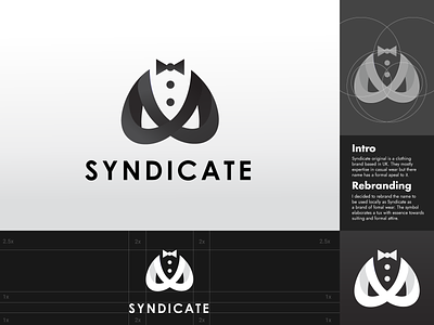 Syndicate Rebranding | Logo Concept animation brand identity branding clothing fashion formal icon illustration logo logodesign logotype rebranding suits syndicate tuxedo typography