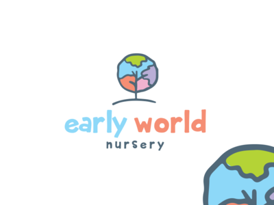 Early World Nursery Logo dubai earlyworld globe illustration logo nursery pepperweb tree
