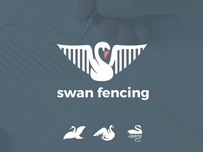 Swan Fencing Logo abstractmark brand identity branding design emblem identity logo logo design pictorialmark swan typography wordmark