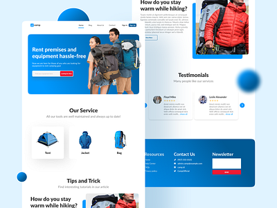 Camping - UI Landing Page app appdesign camping design landing page design landingpage rental rental app rental website ui ui ux ui design uidesign uiux uxui webdesign