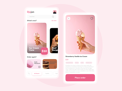 Djajan App 🤤 - UI Mobile app burger dailyui design dessert desserts donuts food food and drink food app foodie foodies ice cream ios mobile app ui ui ux uidesign uiux