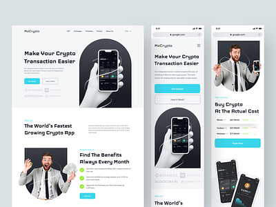 MoCrypto - Responsive Mobile app crypto design landingpage mobile responsive trade trading ui ui ux uidesign uiux web webdesign