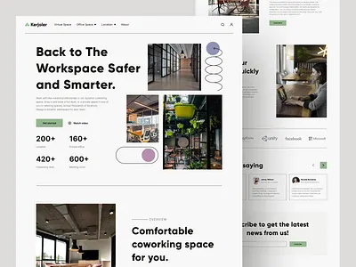 Kerjoler - Co-Working Space Landing Page cloud working space co working space design landingpage office space startup studio team ui ui ux uidesign uiux virtual office webdesign work working working space workingspace workoffice